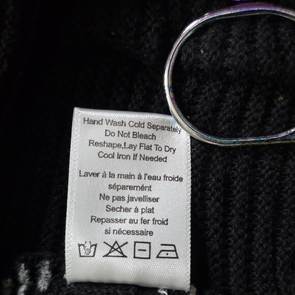 Marla Wynne Cardigan Womens L Black White 3/4 Sleeve Slouchy Cottage Lagenlook - Picture 12 of 16